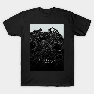 Edinburgh Scotland City Map dark T-Shirt